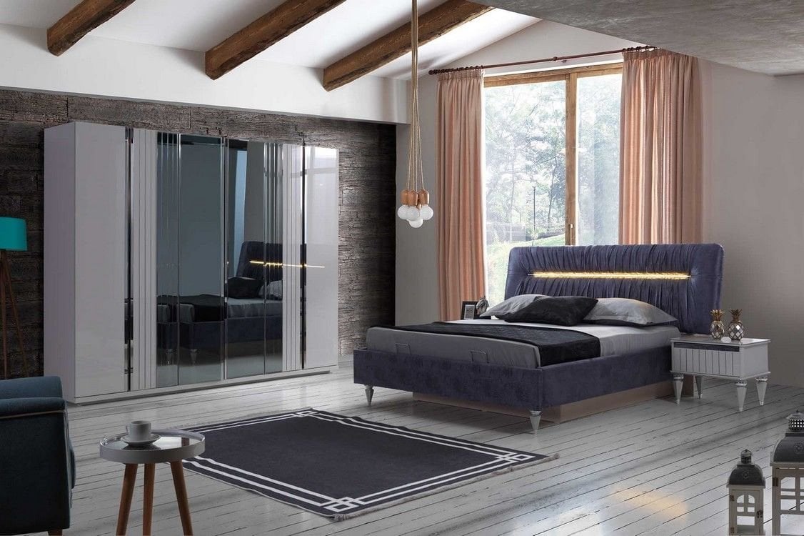 Marmo Sis Gri Yatak Odası