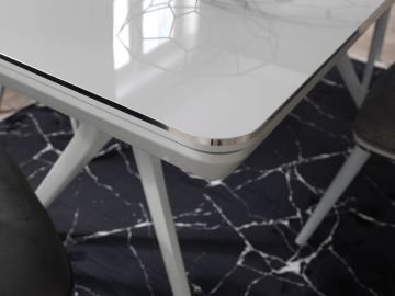 Marmo Sis Gri Yemek Odası